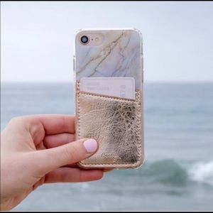 Casery‎ Phone Pocket Stick-On Card Holder Rose Gold Metallic Wallet NWT
